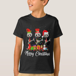 Panda Bear Christmas Pajama Tree Xmas Lights Anima T-Shirt