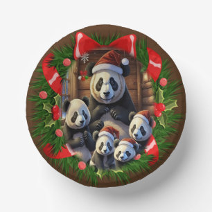 Panda bear Christmas Paper Plate