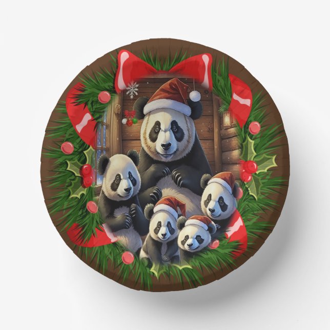 Panda bear Christmas Paper Plate (Front)