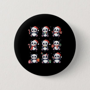 Panda Bear Christmas Santa Hat Funny Animal Lover 2 Inch Round Button