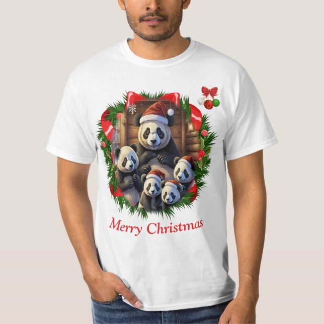Panda Bear Christmas  t-shirts (Front)