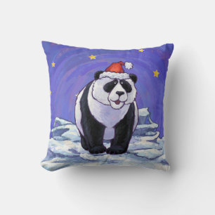 Panda Bear Christmas Throw Pillow