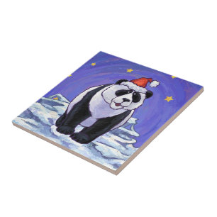 Panda Bear Christmas Tile
