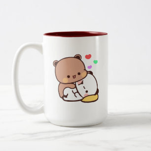 Panda bear couple, Cute bubu and dudu hugs love Two-Tone Coffee Mug