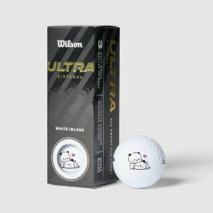 Panda bear couple, Cute milk and mocha hugs love Golf Balls