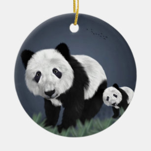 panda bear cute cuddly animal black white sweet ceramic ornament