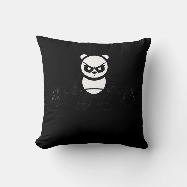 Panda Bear Deadlift - Premium Gym Throw Pillow (Front)