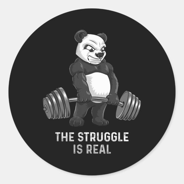 Panda Bear Deadlift Shirt Powerlifter Funny Bodybu Classic Round Sticker (Front)