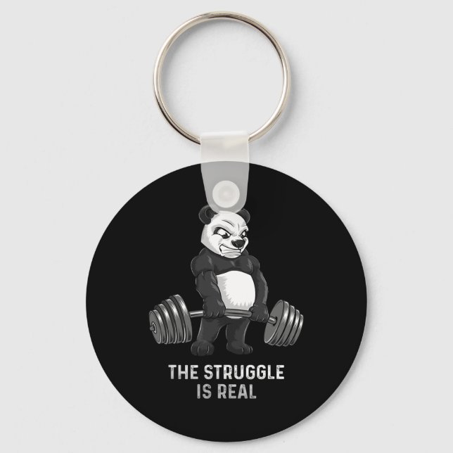 Panda Bear Deadlift Shirt Powerlifter Funny Bodybu Keychain (Front)