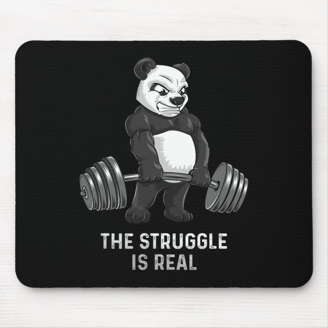 Panda Bear Deadlift Shirt Powerlifter Funny Bodybu Mouse Pad (Front)
