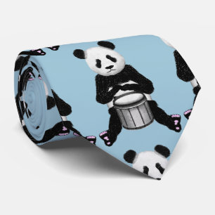 Panda Bear Drum Illustration Tie