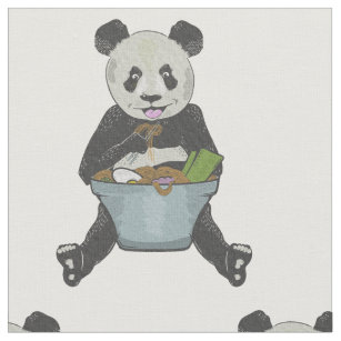 Panda Bear eating a bowl of noodles Fabric