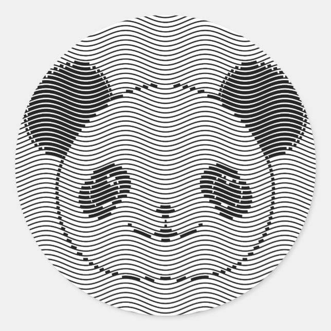 Panda Bear Face On Wave Pattern Classic Round Sticker (Front)