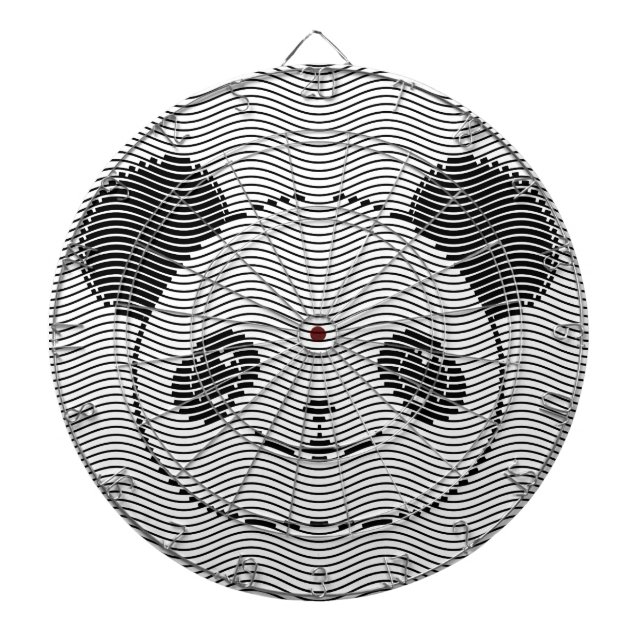 Panda Bear Face On Wave Pattern Dartboard (Front)