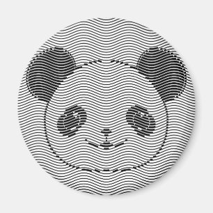 Panda Bear Face On Wave Pattern Magnet