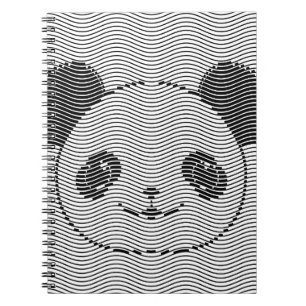 Panda Bear Face On Wave Pattern Notebook