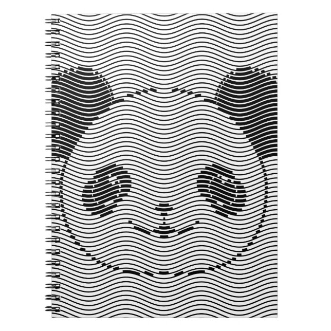Panda Bear Face On Wave Pattern Notebook (Front)