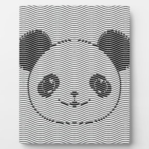 Panda Bear Face On Wave Pattern Plaque