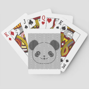Panda Bear Face On Wave Pattern Playing Cards