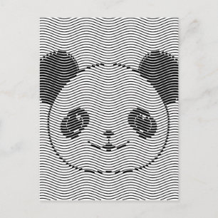 Panda Bear Face On Wave Pattern Postcard