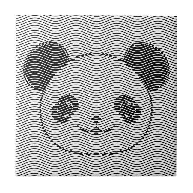 Panda Bear Face On Wave Pattern Tile (Front)