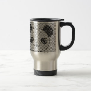 Panda Bear Face On Wave Pattern Travel Mug