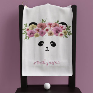 Panda Bear Face Personalized White Golf Towel