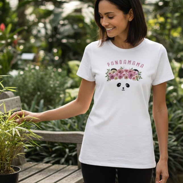 Panda Bear Face Personalized Womens T-Shirt (Upgrade your casual wardrobe with this sweet and soft personalized panda tee. (AI generated model))