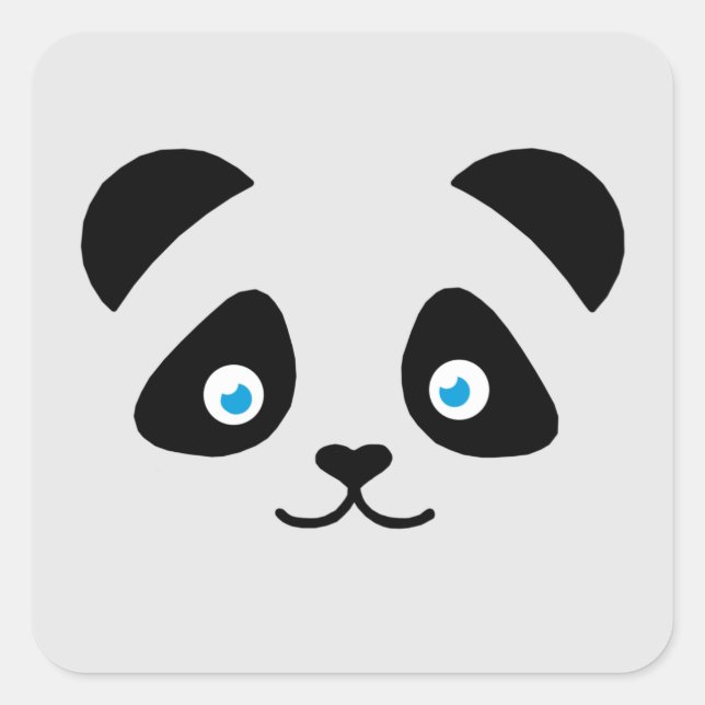 panda bear face square sticker (Front)