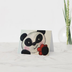 Panda Bear Flower Note Card