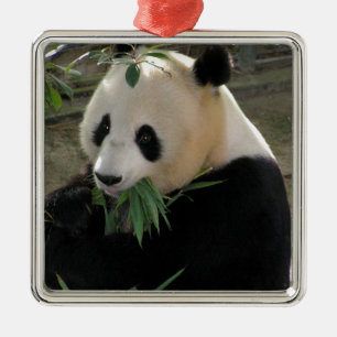 Panda Bear Hugs Metal Ornament