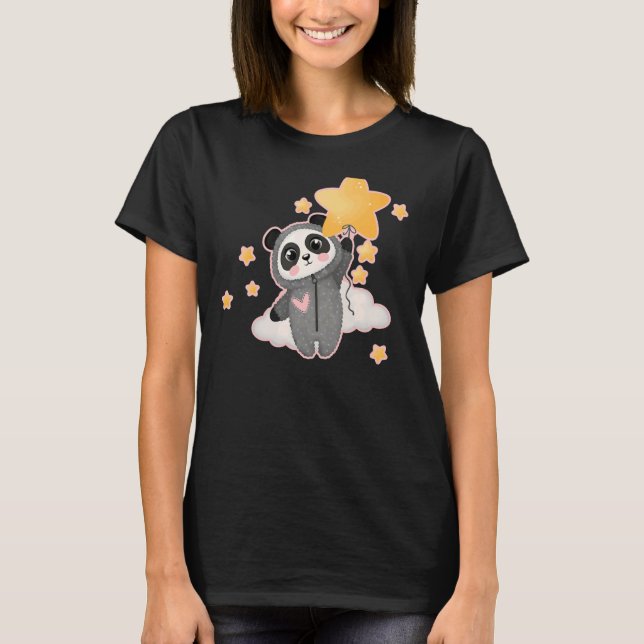Panda Bear In Cute Pyjamas T-Shirt (Front)