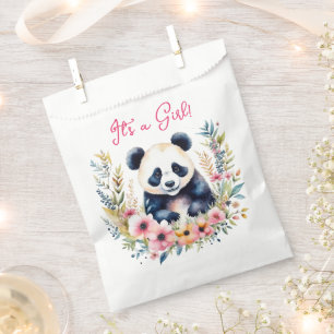 Panda Bear in Flowers Girl's It's a Girl Favour Bag
