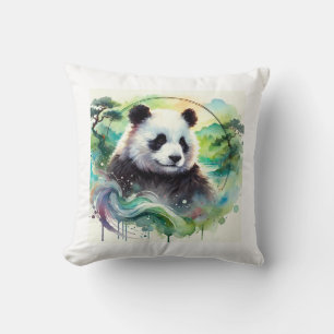 Panda Bear in Serenity22 200824AREF117 - Watercolo Throw Pillow