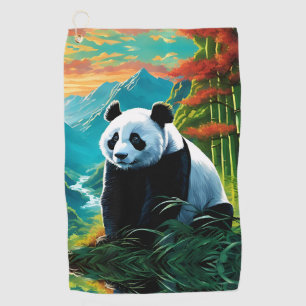 Panda Bear in the clouds Golf Towel