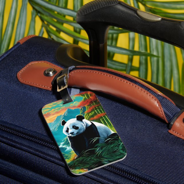 Panda Bear in the clouds Luggage Tag (Front Insitu 1)