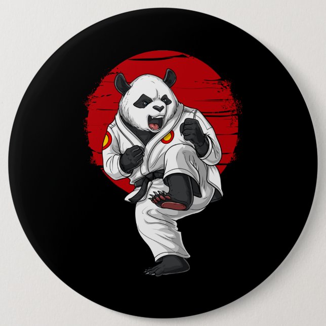 Panda Bear Karate 6 Inch Round Button (Front)