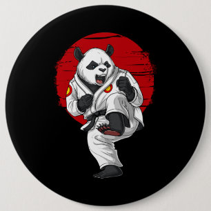 Panda Bear Karate 6 Inch Round Button