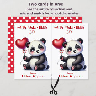 Panda Bear Kid's Valentine Classroom Party Card