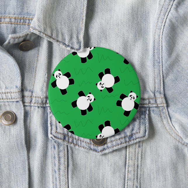 Panda bear laying on grass 4 inch round button (In Situ)