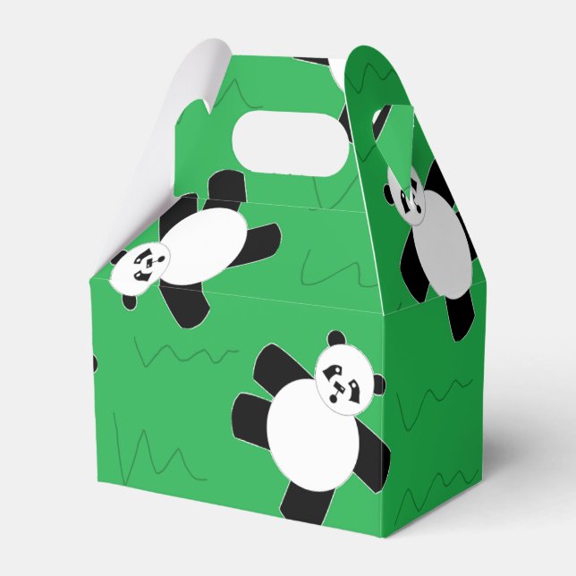 Panda bear laying on grass favor box (Front Side)