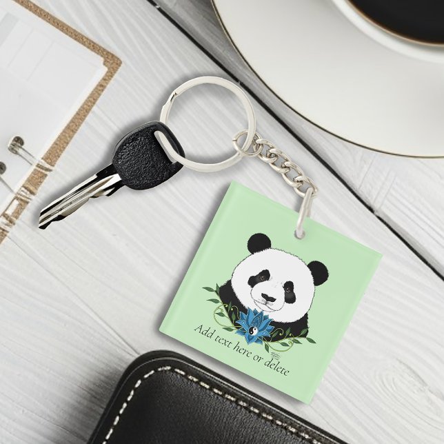 Panda Bear Lotus Flower Blue Keychain (Creator Uploaded)
