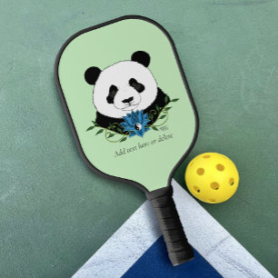 Panda Bear Lotus Flower Blue Pickleball Paddle
