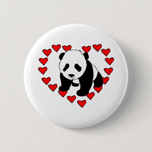 Panda Bear Love 2 Inch Round Button (Front)
