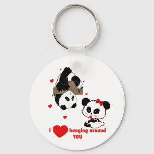 Panda Bear Love Couple - Man to Woman Gift Idea Keychain