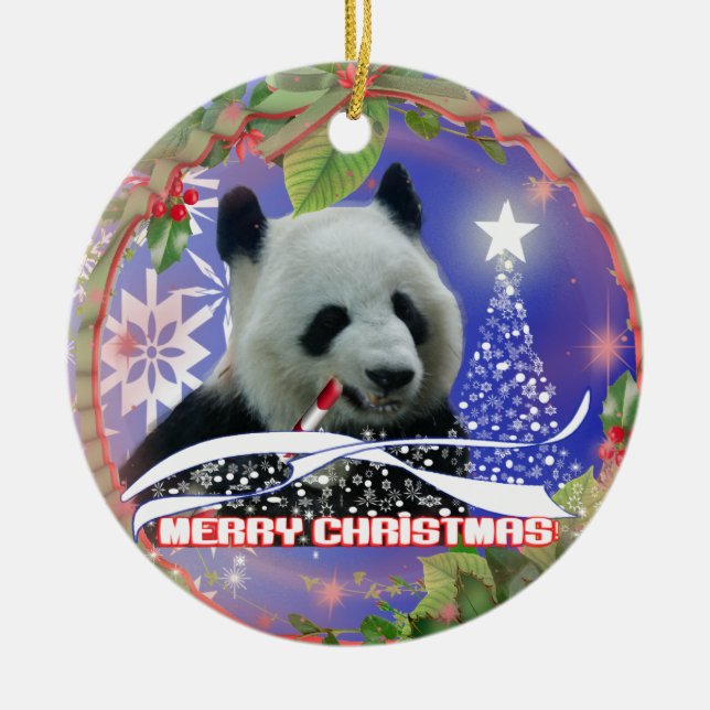 PANDA BEAR LOVERS CHRISTMAS TREE ORNAMENT (Front)