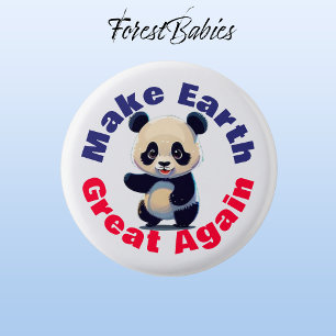 Panda Bear, Make Earth Great Again, Environmental 1 Inch Round Button