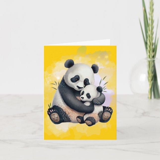 Panda Bear Mère et Bébé Mère carte de la Fête des  (Devant)