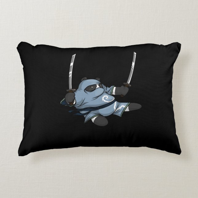 Panda Bear Ninja Karate Samurai Martial Arts Accent Pillow (Front)