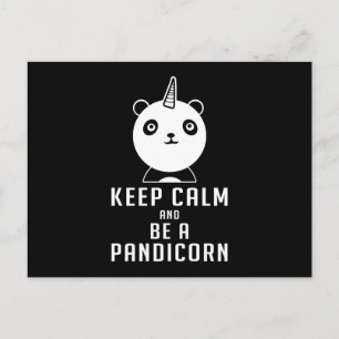 Panda Bear Pandicorn Keep Calm Funny Gift Idea Postcard